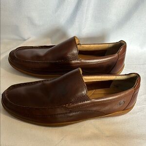 Born Loafers Brown Leather Moc Toe Round Slip On Shoes Size US 9.5M‎ EUC
